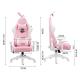 AutoFull Pink Bunny PU Leather Best Girls Gaming Chair with Carpet Rabbit Ears Style Computer Chair, E-Sports Swivel Chair, AF055PUW
