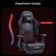 AutoFull Gaming Chair Pure Black PU Leather Footrest Racing Style Computer Chair, Headrest E-Sports Swivel Chair, AF083DPJA