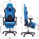AutoFull Gaming Chair Blue and Black PU Leather Footrest Racing Style Computer Chair Headrest E-Sports Swivel Chair AF083UPJA