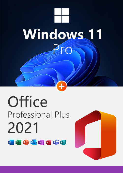 MS Windows 11 Pro OEM +MS Office2021 Professional Plus CD Keys Pack